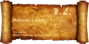 Maksay Lajos névjegykártya